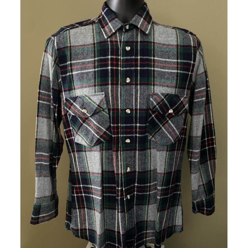 Vintage Tartan Plaid  Ardsley Men's Wool Flanel‎ Button Up Shirt Small - Picture 2 of 9